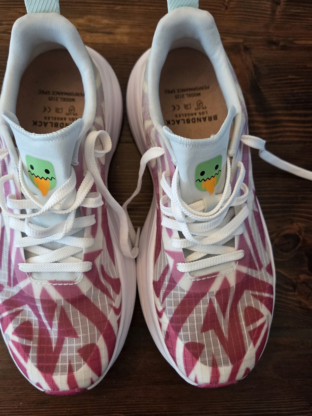 Brandblack White, Pink & Green Graphic Athletic Sneakers
